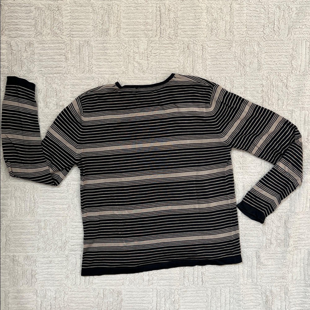 City Silk Striped 70% Silk 30% Cotton Knit Top in Black & Tan, Size Large, EUC - Picture 12 of 16